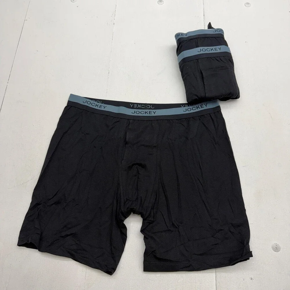 Jockey Boxer Briefs Mens XL Black Ultimate Breathe Long Leg 3 Pack Tagless